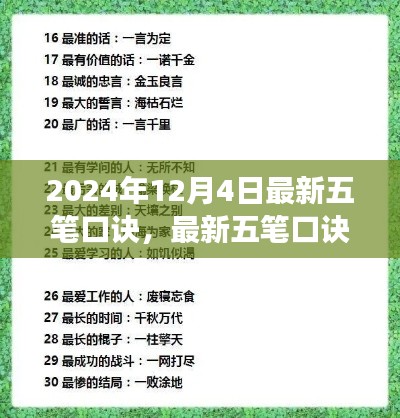 五笔口诀更新，小字神奇之旅与友谊温暖传递的启示（2024年最新版）